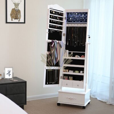 Зеркало шкаф для украшений на колесах + LED Omi 65